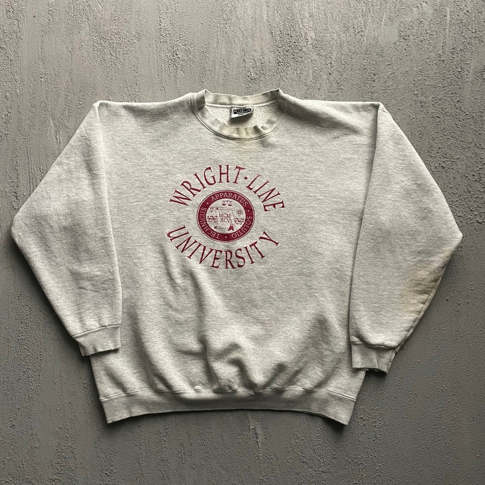 Vintage Wright Line University Sweatshirt Mens XL Grey 90s Lee